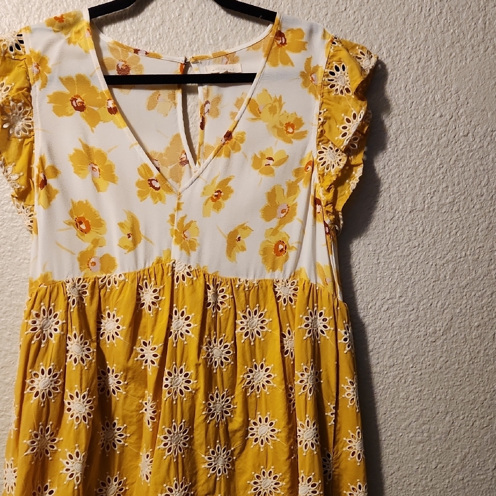 Floral Yellow and White Dress